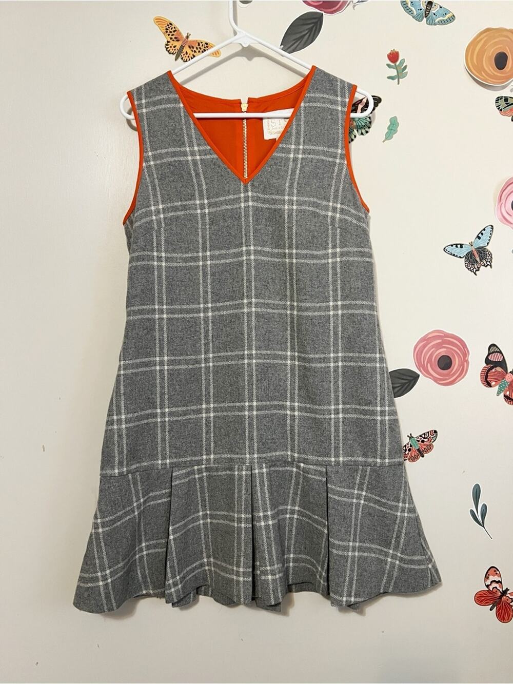 Sail to Sable Gray Plaid Drop Waist Shift Dress 8